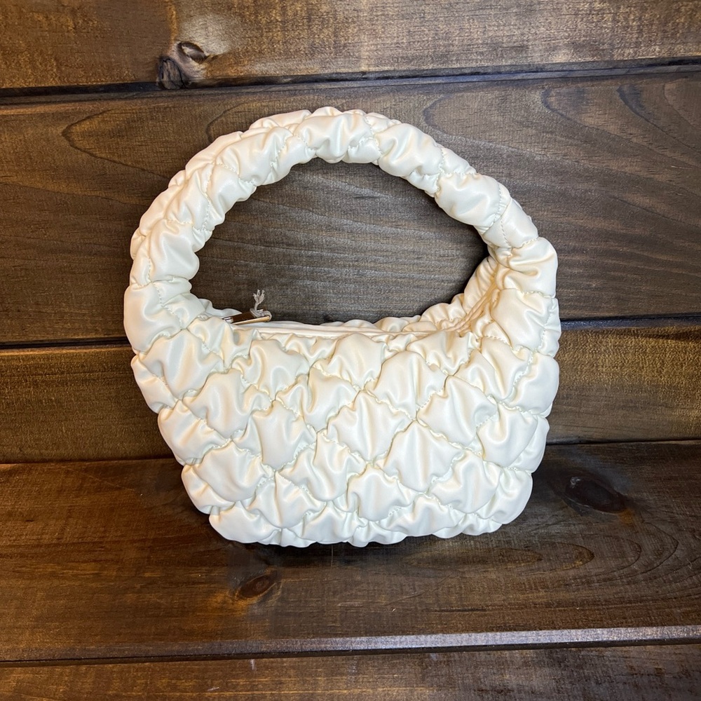 NEW A New Day Cream Bubble Quilted Clutch Handbag